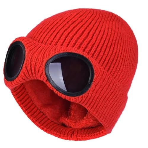 SiVaji Strickmützen Hüte Mützen Caps Beanie Mütze Doppelt Verwendbar Verdickte Winter Strickmütze Warme Mützen Skullies Skimütze Männer Frauen 56-60Cm Rot von SiVaji