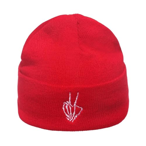 SiVaji Strickmützen Hüte Mützen Caps Beanie Mütze Herbst Winter Warme Mützen Männer Frauen Strickmütze Baumwolle Weiche Hip Hop Skimütze Rot von SiVaji