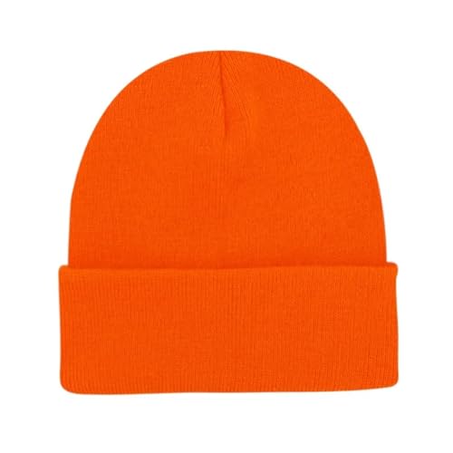 SiVaji Strickmützen Hüte Mützen Caps Beanie Unisex Winter Hüte Strickmütze Frauen Männer Glatt Skullies Neonorange von SiVaji