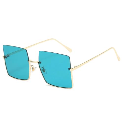 SiVaji Sunglasses Sonnenbrille Herren Damen Unisex Rahmen Quadratische Sonnenbrille Rahmenlose Sonnenbrille Retro Rahmen Cyan von SiVaji