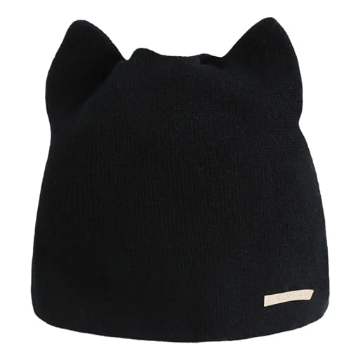 Strickmützen Hüte Mützen Caps Beanie Mütze Katze Ohr Strickmütze Mützen Frauen Warme Mütze Mädchen Winter Gestrickt Skullies Mützen Freesize Schwarz von SiVaji