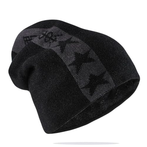 Strickmützen Hüte Mützen Caps Beanie Mützen Strickmütze Wintermützen Männer Frauen Warme Haube Mützen Stern 55-62Cm Schwarz von SiVaji