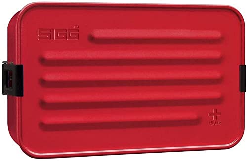 SIGG Metal Box Plus L Lunchbox (1.2 L), moderne Brotdose mit praktischem Einsatz für unterwegs, federleichte Wander Brotbox aus Aluminium mit Trennwand von SIGG