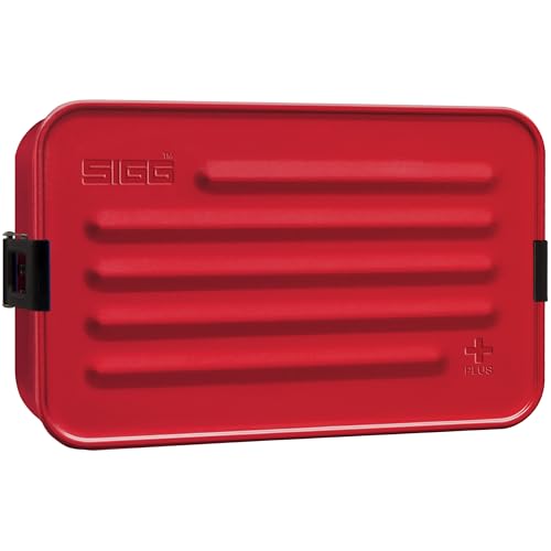 SIGG Metal Box Plus L Lunchbox (1.2 L), moderne Brotdose mit praktischem Einsatz für unterwegs, federleichte Wander Brotbox aus Aluminium mit Trennwand von SIGG