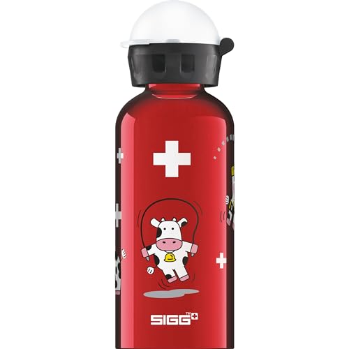 SIGG - Alu Trinkflasche Kinder - KBT Funny Cows - Auslaufsicher - Federleicht - BPA-frei - Klimaneutral Zertifiziert - Rot - 0,4L von SIGG