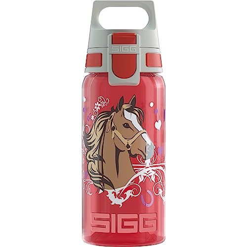 SIGG - Trinkflasche Kinder - Viva One Horses - Für Kohlensäurehaltige Getränke Geeignet - Auslaufsicher - Spülmaschinenfest - BPA-frei - Sport - Rot - 0,5L von SIGG