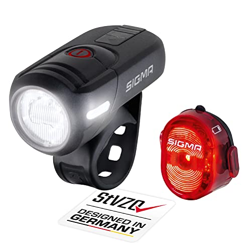 SIGMA LED Fahrradlicht Set Aura45/Nugget II mit 45/15 Lux |Wiederaufladbar & Spritzwassergeschützt | Werkzeuglose Montage | 6-21h Leuchtdauer | Fahrrad Lichter LED Set Fahrradlicht Vorne+Hinten SIGMA LED Fahrradlicht Set Aura45/Nugget II mit 45/15 Lux |Wiederaufladbar & Spritzwassergeschützt | Werkzeuglose Montage | 6-21h Leuchtdauer | Fahrrad Lichter LED Set Fahrradlicht Vorne+Hinten von SIGMA