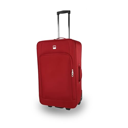 Stoffkoffer Trolley Reisekoffer Inline Rollen (Handgepäck-Mittel-Groß-Sehr Groß) (Rot, Sehr großer Koffer (81cm)) von SIGN