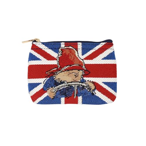 Signare Münzbörse mit Gobelin-Reißverschluss für Damen, Paddington Bär Union Jack-Design, kleine und leichte Kleingeldtasche, einfach zu tragen, Rot & Blau, mehrfarbig, W 12cm x H 8cm x D 1cm, von Signare