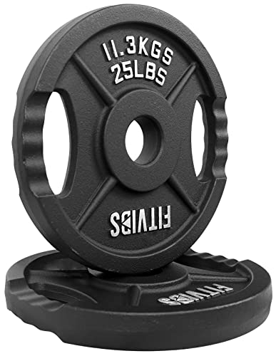 Signature Fitness Olympic Hantelscheibe aus Gusseisen, 5,1 cm, für Krafttraining und Gewichtheben, Zwei-Loch-Stil, 11,3 kg, Paar Signature Fitness Olympic Hantelscheibe aus Gusseisen, 5,1 cm, für Krafttraining und Gewichtheben, Zwei-Loch-Stil, 11,3 kg, Paar von Fitvids
