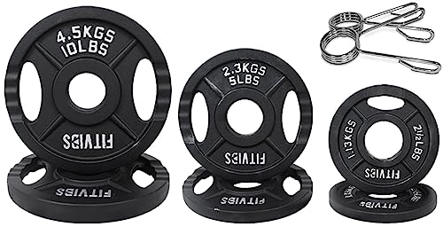 Signature Fitness Olympic Hantelscheibe aus Gusseisen, 5,1 cm, für Krafttraining und Gewichtheben, Zweiloch-Stil, 15,9 kg Set Signature Fitness Olympic Hantelscheibe aus Gusseisen, 5,1 cm, für Krafttraining und Gewichtheben, Zweiloch-Stil, 15,9 kg Set von Fitvids