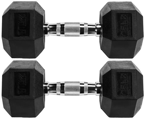Fitvids Hochwertige sechseckige Hantel, gummiert, 11,3 kg, Paar Fitvids Hochwertige sechseckige Hantel, gummiert, 11,3 kg, Paar von Fitvids