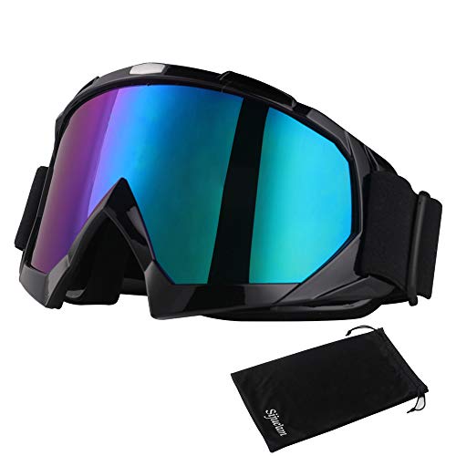 Japace Motorradbrillen Skibrille Anti Fog UV Schutzbrille mit Double Lens Schaumstoffpolsterung für Outdoor Aktivitäten Skifahren Radfahren Snowboard Wandern Augenschutz (Schwarz, Bunte Linse) von Japace