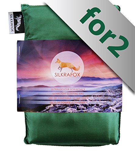 Silkrafox for 2 - ultraleichter Schlafsack für 2 Personen, Hüttenschlafsack, Inlett, Sommerschlafsack, Kunst- Seidenschlafsack, grün Silkrafox for 2 - ultraleichter Schlafsack für 2 Personen, Hüttenschlafsack, Inlett, Sommerschlafsack, Kunst- Seidenschlafsack, grün von Silkrafox