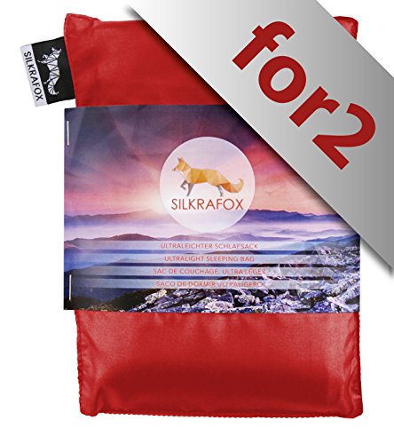 Silkrafox for 2 - ultraleichter Schlafsack für 2 Personen, Hüttenschlafsack, Inlett, Sommerschlafsack, Kunst- Seidenschlafsack, rot Silkrafox for 2 - ultraleichter Schlafsack für 2 Personen, Hüttenschlafsack, Inlett, Sommerschlafsack, Kunst- Seidenschlafsack, rot von Silkrafox