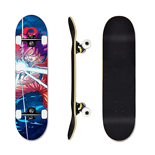 SilteD Anfänger-Skateboard, 7 Schichten Kanada-Ahorn-Deck, 78,7 cm Voll-Skateboard, Doppelkick, konkaves Standard-Skateboard, geeignet für Jugendliche und Erwachsene von SilteD