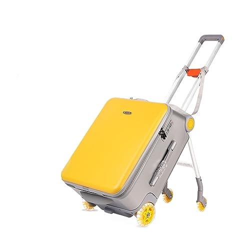 SilteD-Koffer Sit and Ride Multifunktionaler Trolley-Koffer Boarding-Reisekoffer Faltbarer Koffer Praktisch zum Ausgehen Gepäck Großer Koffer (Farbe: Gelb, Einzigartige Größe: A_20INCH) von SilteD