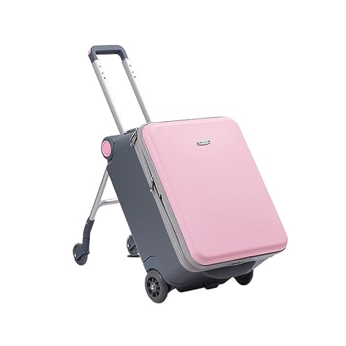 SilteD-Koffer Sit and Ride Multifunktionaler Trolley-Koffer Boarding-Reisekoffer Faltbarer Koffer Praktisch zum Ausgehen Gepäck Großer Koffer (Farbe: Pink, Taille einzigartig: A_20INCH) von SilteD