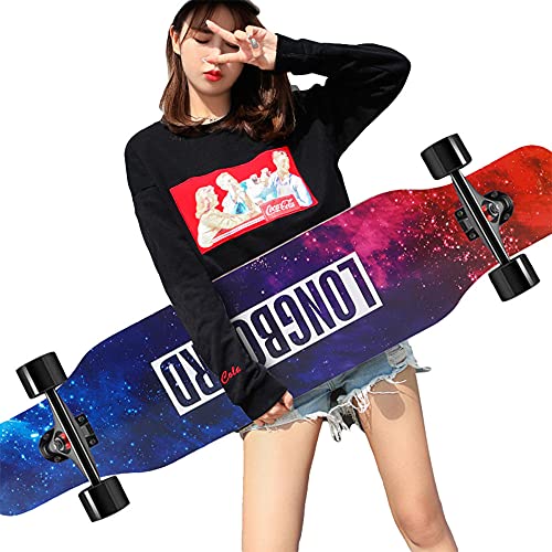 SilteD Longboard Anfänger Skateboard 106.7 cm für Mädchen Erwachsene und Jugendliche Komplettes Skateboard 8-lagig Ahorn Concave Cruiser von SilteD