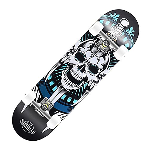 Skateboards Pro, 31x8 Zoll komplettes Skateboard, 8-lagiges kanadisches Ahornholz, Double-Kick-Deck, konkaves Cruiser-Trick-Skateboard für Kinder, Anfänger und Erwachsene von SilteD