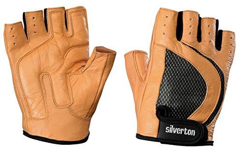 Silverton Classic Leder Fitness Handschuhe, Trainingshandschuhe / Größe S / Für Damen & Herren / Weiche Polsterung / Für Gym, Calisthenics und Fahrrad / Mit Doppelnähten, Fingerlos & Sicher Silverton Classic Leder Fitness Handschuhe, Trainingshandschuhe / Größe S / Für Damen & Herren / Weiche Polsterung / Für Gym, Calisthenics und Fahrrad / Mit Doppelnähten, Fingerlos & Sicher von Silverton