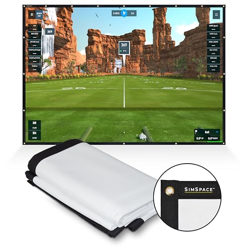 SimSpace Unisex-Adult Doppelseitig Golf Schlagbildschirm, Weiß, 3,85 x 2,85 Meter von SimSpace