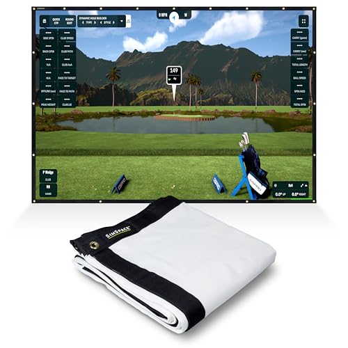 SimSpace Unisex-Adult Elite Golf Schlagbildschirm, Weiß, 3,6 x 2,7 Meter von SimSpace