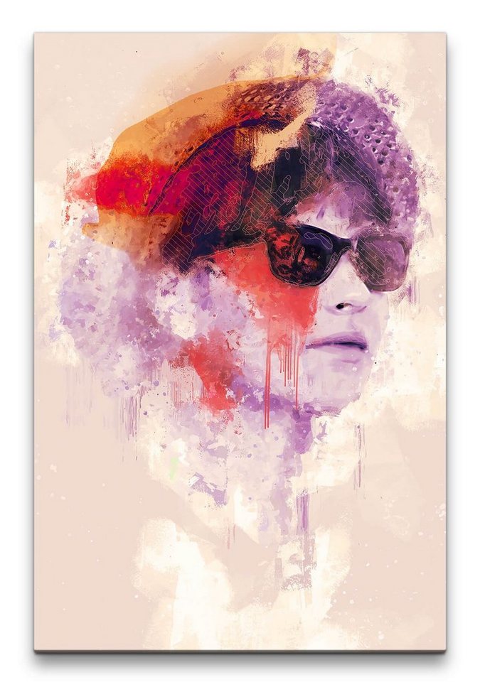 Sinus Art Leinwandbild Anna Karina Porträt Abstrakt Kunst Schauspielerin Hut Sonnenbrille 60x90cm Leinwandbild von Sinus Art