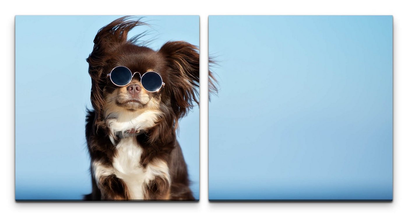 Sinus Art Leinwandbild Hund mit Sonnenbrille Wandbild in verschiedenen Größen von Sinus Art