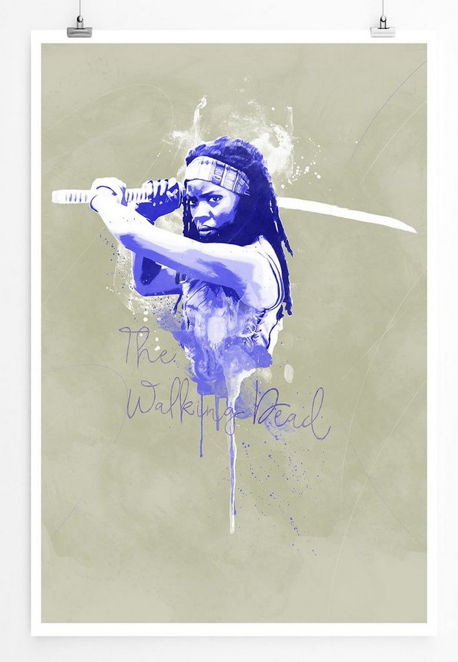 Sinus Art Leinwandbild The Walking Dead 90x60cm Paul Sinus Art Splash Art Wandbild als Poster ohne Rahmen gerollt von Sinus Art