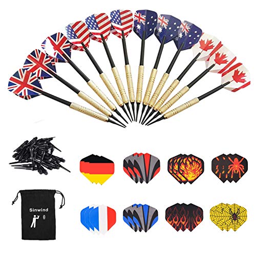 Sinwind Dartpfeile mit Kunststoffspitze, 12 Stück Soft Dartpfeile Set für Elektronische Dartscheibe + 36 Flights 12 Motive (enthält 6 Nationalflagge Stile) + 36 Kunststoff Dartspitzen Sinwind Dartpfeile mit Kunststoffspitze, 12 Stück Soft Dartpfeile Set für Elektronische Dartscheibe + 36 Flights 12 Motive (enthält 6 Nationalflagge Stile) + 36 Kunststoff Dartspitzen von Sinwind