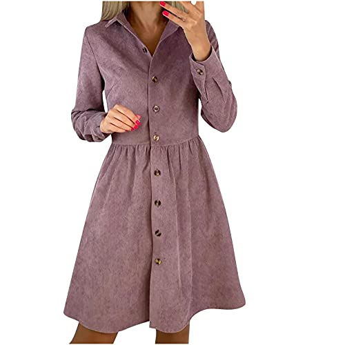 Sisifa Damen Kleid Elegant Cord Shirtkleid Casual Kleider für Frauen Herbst Button Down Hemdkleid Lose Swing Revers Langarm Hohe Taille Cord Minikleid Freizeitkleid Sisifa Damen Kleid Elegant Cord Shirtkleid Casual Kleider für Frauen Herbst Button Down Hemdkleid Lose Swing Revers Langarm Hohe Taille Cord Minikleid Freizeitkleid von Sisifa