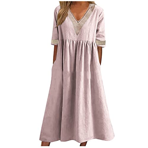 Damen Spitze Panel Swing Flowy Maxi Kleid Baumwolle Leinen Kleid 2023 Sommer Kleid Casual Boho Kleid Kurzarm Langes Kleid Freizeitkleid Strandkleid mit Taschen Damen Spitze Panel Swing Flowy Maxi Kleid Baumwolle Leinen Kleid 2023 Sommer Kleid Casual Boho Kleid Kurzarm Langes Kleid Freizeitkleid Strandkleid mit Taschen von Sisifa