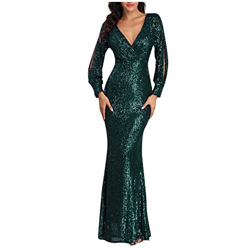 Sisifa Damen Abendkleid Langarm Paillette Kleid für Frauen Elegant Kleid Meerjungfrau Lange Ballkleid V-Ausschnitt Maxikleider Bodycon Kleid Glitzer Kleid Cocktailkleid Sisifa Damen Abendkleid Langarm Paillette Kleid für Frauen Elegant Kleid Meerjungfrau Lange Ballkleid V-Ausschnitt Maxikleider Bodycon Kleid Glitzer Kleid Cocktailkleid von Sisifa