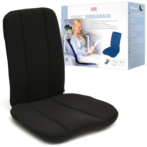 SISSEL® DorsaBack, Schwarz | Ergonomische Rückenstütze & Sitzhilfe | Verstellbare Sitzneigung | Leicht & Mobil | 3 Jahre Garantie | Ideal für Büro & Zuhause | Fördert gesundes Sitzen von SISSEL