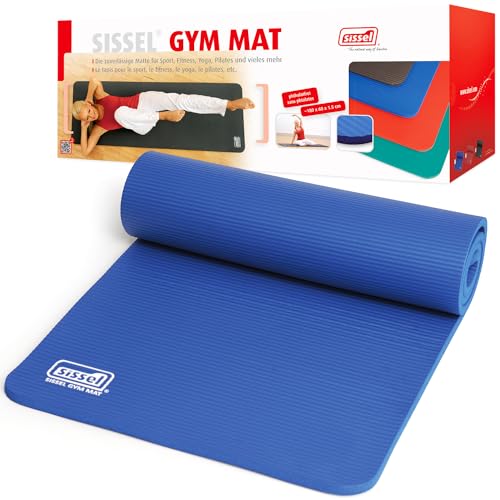 SISSEL® Gymnastikmatte Blau 1,5cm | Hautfreundlich & Rutschfest | Optimale Dämpfung | Leicht Einrollbar | Für Fitness & Yoga | Maße: 180x60cm von Sissel