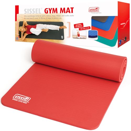 SISSEL® Gymnastikmatte Rot 1,5cm | Hautfreundlich & Rutschfest | Optimale Dämpfung | Leicht Einrollbar | Für Fitness & Yoga | Maße: 180x60cm von Sissel