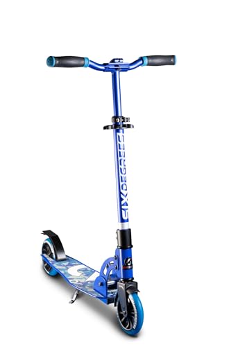 SIX DEGREES Aluminium Scooter Junior mit Klappmechanismus u. Ständer, 145 mm, höhenverstellbar, GS-geprüft, blau von Six Degrees