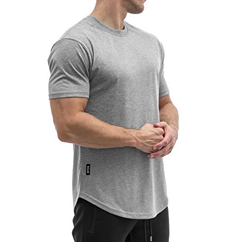 Sixlab Round Tech Herren Oversize T-Shirt Muscle Basic Gym Fitness Shirt (Grau, L) von Sixlab