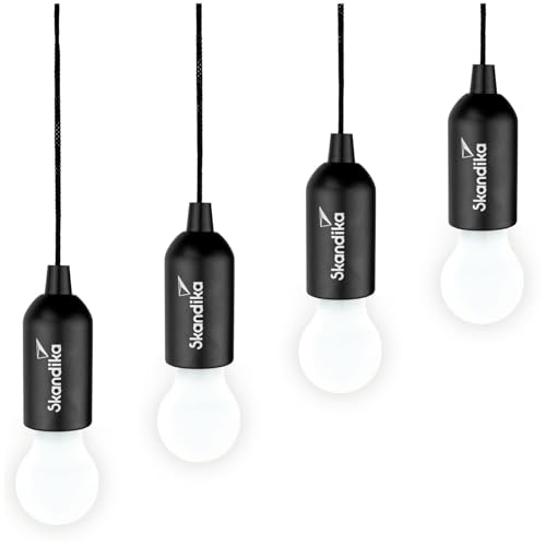 Skandika Campinglampe Narvik | 4er Set, LED Lampe, Pull Light, batteriebetriebene Glühbirne mit Zugschalter, hängend, Camping Zubehör, tragbare Zeltlampe | Camping, Festivals, Garage, Keller Skandika Campinglampe Narvik | 4er Set, LED Lampe, Pull Light, batteriebetriebene Glühbirne mit Zugschalter, hängend, Camping Zubehör, tragbare Zeltlampe | Camping, Festivals, Garage, Keller von Skandika