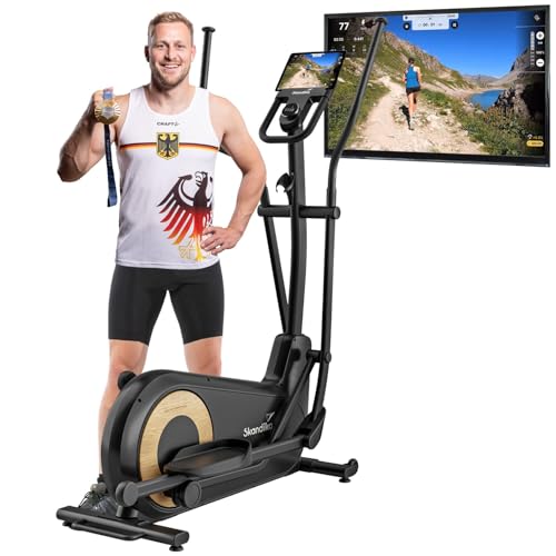 Skandika Crosstrainer Carbon P24-RG | Heimtrainer ohne Strom, mit Generator, Magnetbremse, belastbar bis 150 kg | Fitnessgeräte für zuhause, Trainingsgeräte für das Ausdauertraining, Ellipsentrainer von Skandika