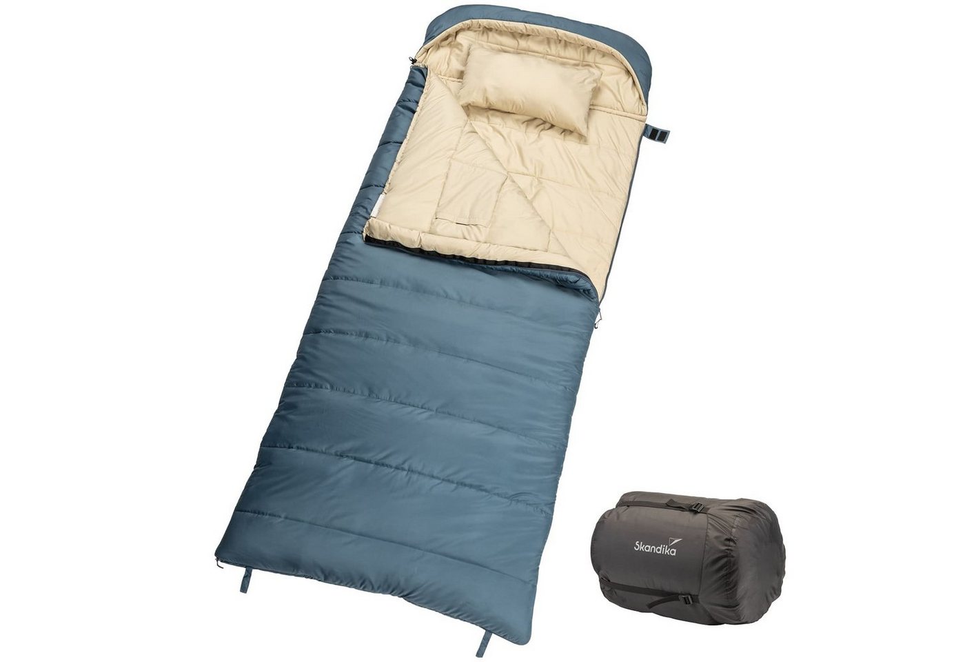 Skandika Deckenschlafsack Oppdal Schlafsack für Erwachsene, Camping, Kompakt, leicht, rechteckig, bis 7 °C, 230 × 90 cm, 3 Jahreszeiten, Outdoor, Wandern, Tragetasche von Skandika