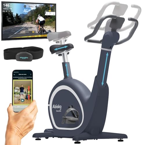 Skandika Ergometer Abisko Weltneuheit | Premium EMS-Widerstand, Smarter Heimtrainer App Steuerung, Automatische Lenker & Satteleinstellung, 36 Widerstandsstufen | Fahrrad Hometrainer für Zuhause von Skandika