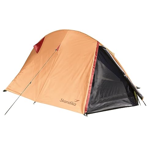 Skandika Hemus Sleeper | 1-2 Personen Tunnelzelt, Trekkingzelt, Sleeper Schlafkabine, Ultraleicht, wasserdicht, 3000 mm Wassersäule | Trekking, Wandern, Camping, Outdoor (orange) von Skandika