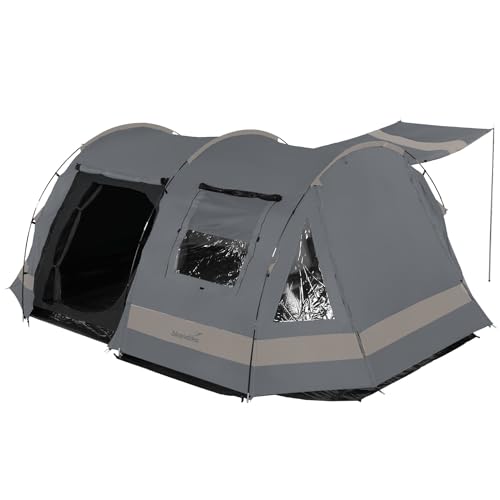 Skandika Kambo Tunnelzelt für 6 Personen | Zelt mit Schlafkabine für 6 Mann, Wasserdicht mit 3000 Wassersäule, 2 m Stehhöhe, 3 Eingänge, Sonnendach, Vorzelt | Campingzelt von Skandika