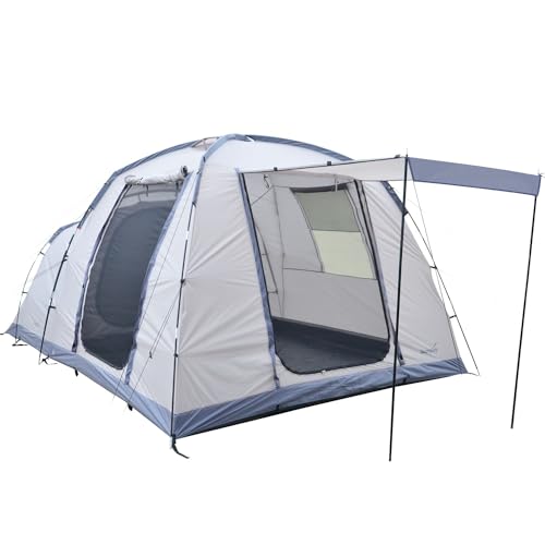 Skandika Kuppelzelt Bergen 5 Protect | Camping Zelt für 5 Personen, mit eingenähtem Zeltboden, 230 cm Stehhöhe, 3000 mm Wassersäule, 2 Eingänge mit Moskitonetz | Familienzelt, Campingzelt von Skandika