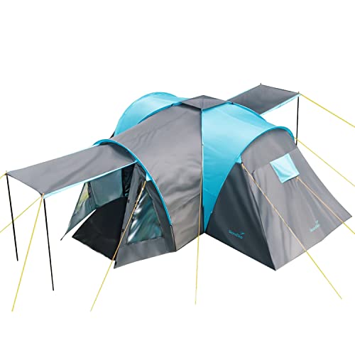 Skandika Kuppelzelt Hammerfest 6 Plus | Camping Zelt 6 Personen, 2 m Stehhöhe, 2 Schlafkabinen, 2 Eingänge, Moskitonetze, wasserdicht, 3000 mm Wassersäule | Outdoor, Campingzelt von Skandika