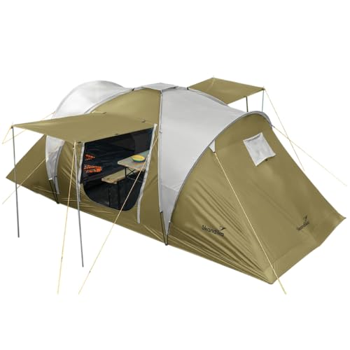 Skandika Kuppelzelt Hammerfest Protect für 4 Personen | Campingzelt mit eingenähtem Zeltboden, 2 m Stehhöhe, 2 Schlafkabinen, 2 Eingänge, Moskitonetze, 3000 mm Wassersäule, Zelt zum Campen von Skandika