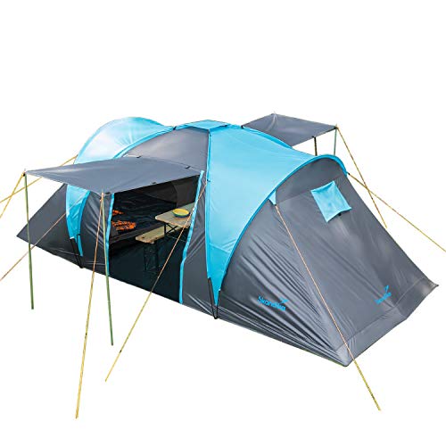 Skandika Kuppelzelt Hammerfest für 4 Personen | Campingzelt mit eingenähtem Zeltboden,ohne Sleeper Technologie mit schwarzen Kabinen, 2 Schlafkabinen, 2 m Stehhöhe, 3000 mm Wassersäule (Basic Version) von Skandika