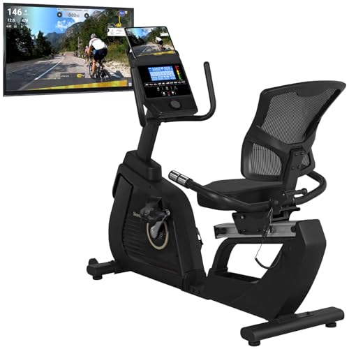 Skandika Liege-Ergometer P14 Comfort | Heimtrainer Fahrrad mit 32 Widerstandsstufen, bis 150 kg und 190 cm, Bluetooth, App-Konnektivität, leise, LCD-Display | Ergometer, Fitnessbike für zuhause von Skandika